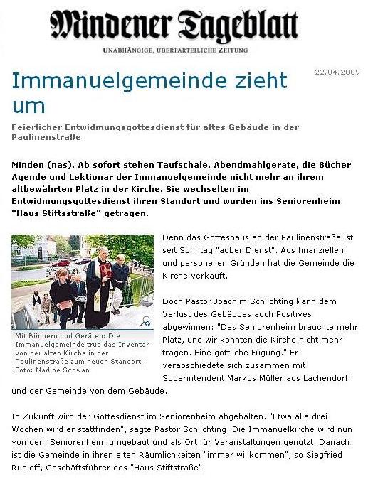 Vorbericht im Mindener Tageblatt