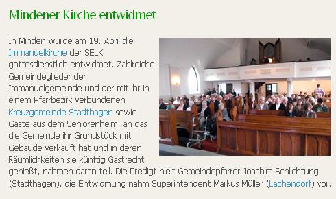Meldung von SELK-Aktuell vom 21.04.2009